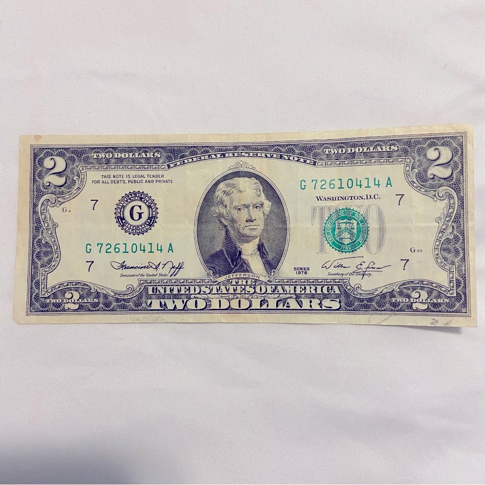 US $2 Two Dollar Bill 1976 Series Well Circulated G Series 72610414